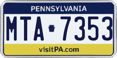 PA license plate MTA7353