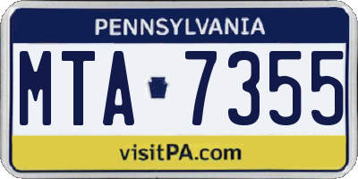 PA license plate MTA7355