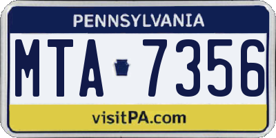 PA license plate MTA7356