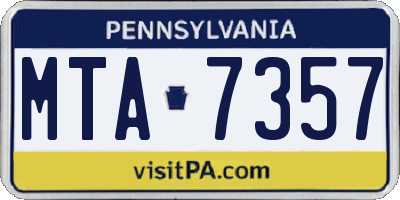 PA license plate MTA7357