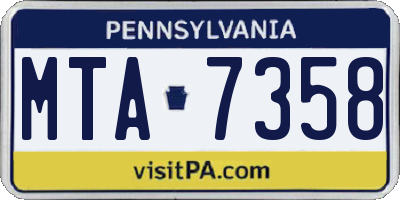 PA license plate MTA7358