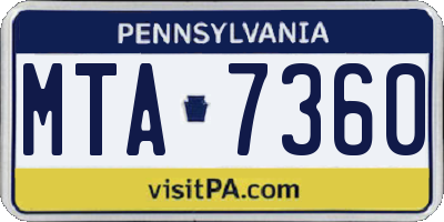 PA license plate MTA7360