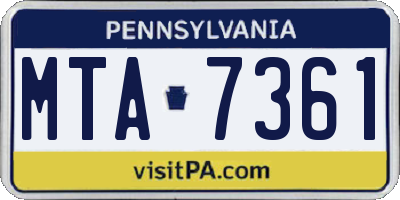 PA license plate MTA7361