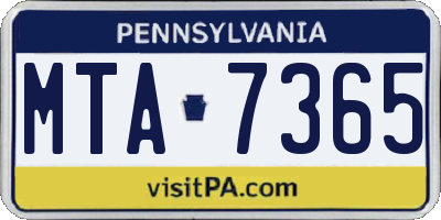 PA license plate MTA7365