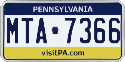 PA license plate MTA7366