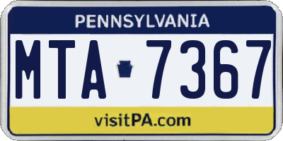 PA license plate MTA7367