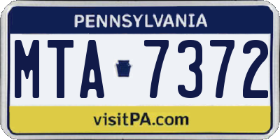 PA license plate MTA7372