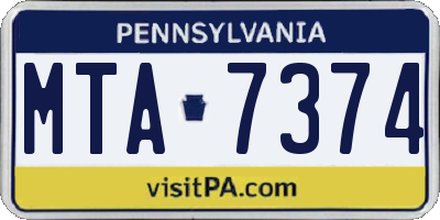 PA license plate MTA7374