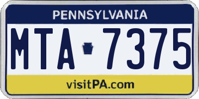 PA license plate MTA7375