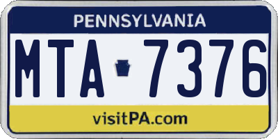 PA license plate MTA7376