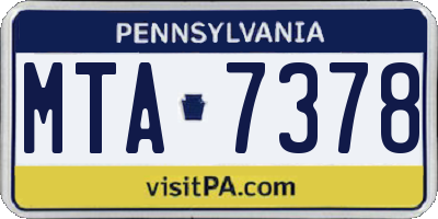 PA license plate MTA7378