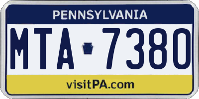 PA license plate MTA7380