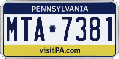 PA license plate MTA7381