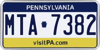 PA license plate MTA7382