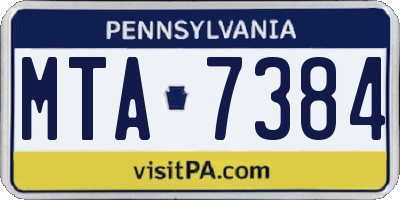 PA license plate MTA7384