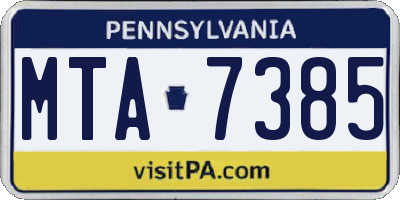 PA license plate MTA7385