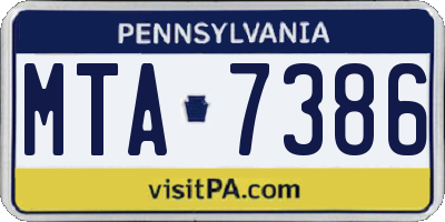 PA license plate MTA7386