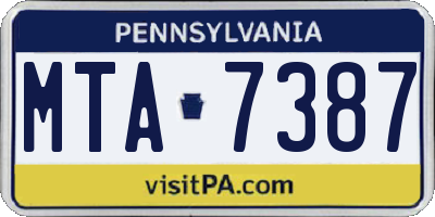 PA license plate MTA7387