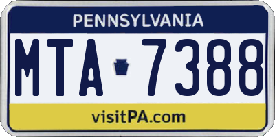 PA license plate MTA7388