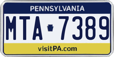 PA license plate MTA7389