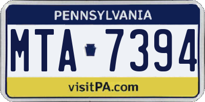PA license plate MTA7394