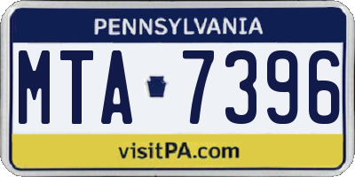 PA license plate MTA7396