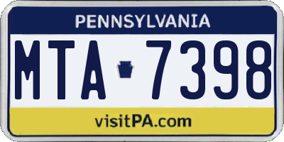 PA license plate MTA7398