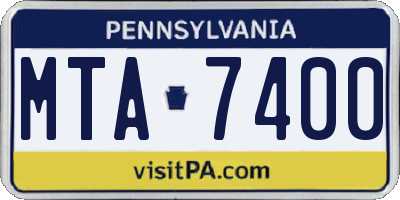 PA license plate MTA7400