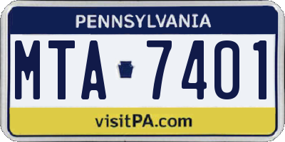 PA license plate MTA7401