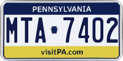 PA license plate MTA7402