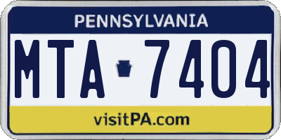 PA license plate MTA7404