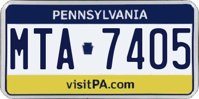 PA license plate MTA7405