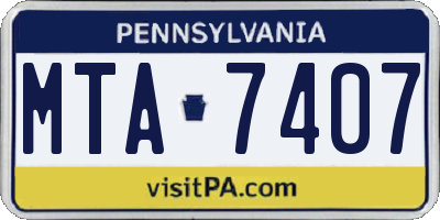PA license plate MTA7407