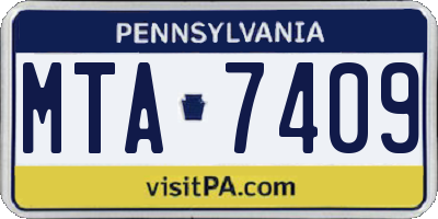 PA license plate MTA7409
