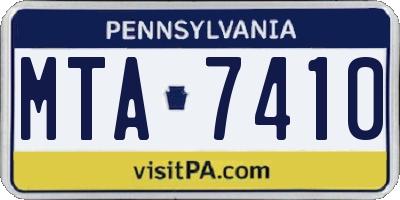 PA license plate MTA7410