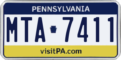 PA license plate MTA7411