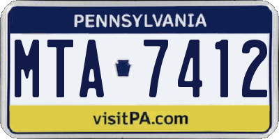 PA license plate MTA7412