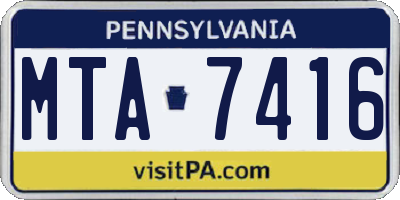 PA license plate MTA7416