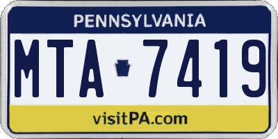 PA license plate MTA7419