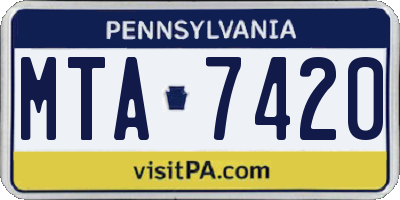 PA license plate MTA7420