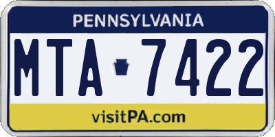 PA license plate MTA7422