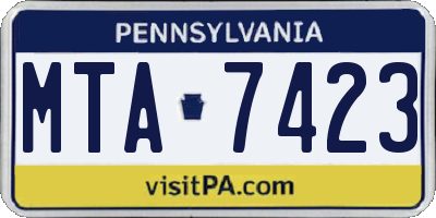 PA license plate MTA7423