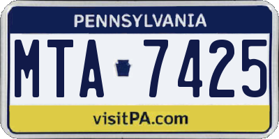 PA license plate MTA7425