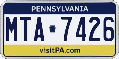 PA license plate MTA7426