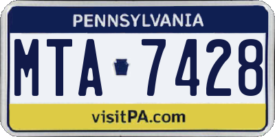 PA license plate MTA7428