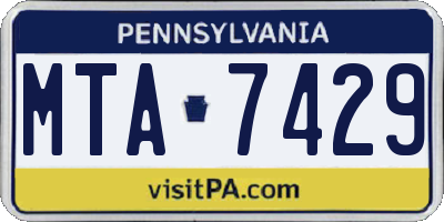 PA license plate MTA7429