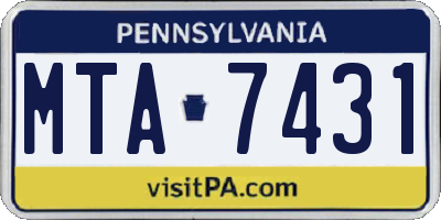 PA license plate MTA7431