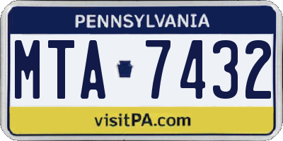 PA license plate MTA7432