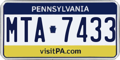 PA license plate MTA7433