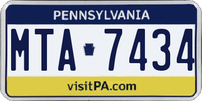 PA license plate MTA7434